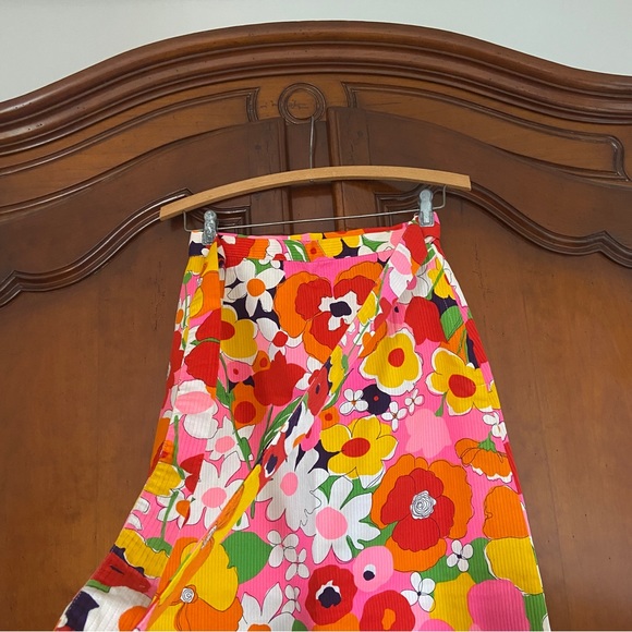 Vintage 60s 70s Psychedelic Floral Midi Maxi Skirt | Size XS - Picture 3 of 8